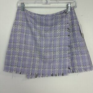 Y2K 90s Purple Tweed Mini Skirt Plaid‎ Coquette Clueless Preppy Classic Med NWT